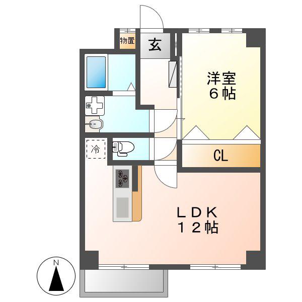 平和第二マンション(1LDK/4階)の間取り写真