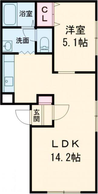 サンライズヒル(1LDK/3階)の間取り写真