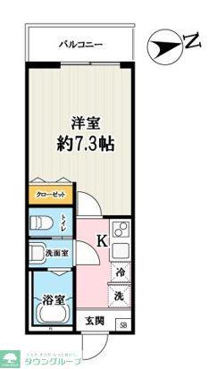 コスモアルカディア3(1K/2階)の間取り写真
