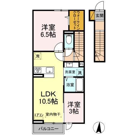ロータスヒル(2LDK/2階)の間取り写真