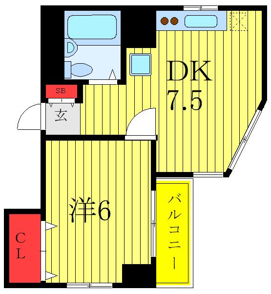 ドミールジュネス(1K/4階)の間取り写真