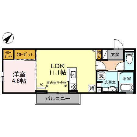 AKOUSAM(1LDK/3階)の間取り写真