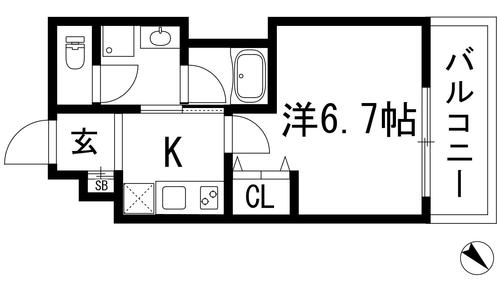 ウェルスクエア池田井口堂(1K/1階)の間取り写真