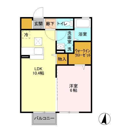 スカイブルー F(1LDK/1階)の間取り写真