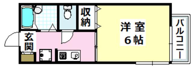 サンハイム(1K/2階)の間取り写真