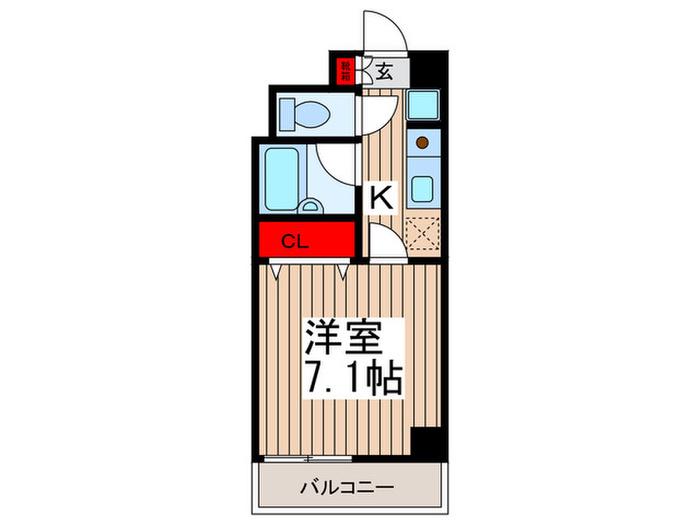 ヴィラクリヤマ(1K/6階)の間取り写真