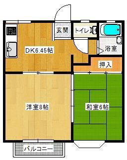カーサ亀ヶ崎A(2DK/2階)の間取り写真