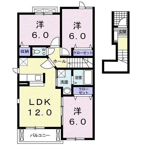 コリーヌベル(3LDK/2階)の間取り写真
