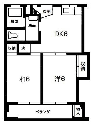 第1ホワイトパレス(2DK/3階)の間取り写真