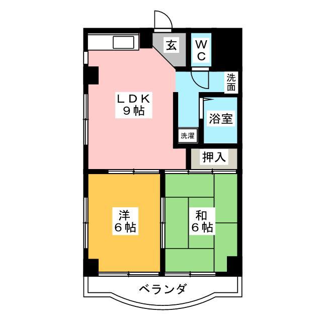 ベルテ深見台(2DK/2階)の間取り写真