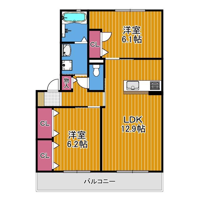 ファミネス(2LDK/1階)の間取り写真