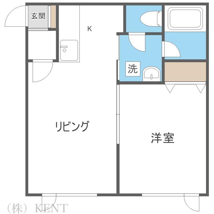 オレンジヒル(1LDK/2階)の間取り写真