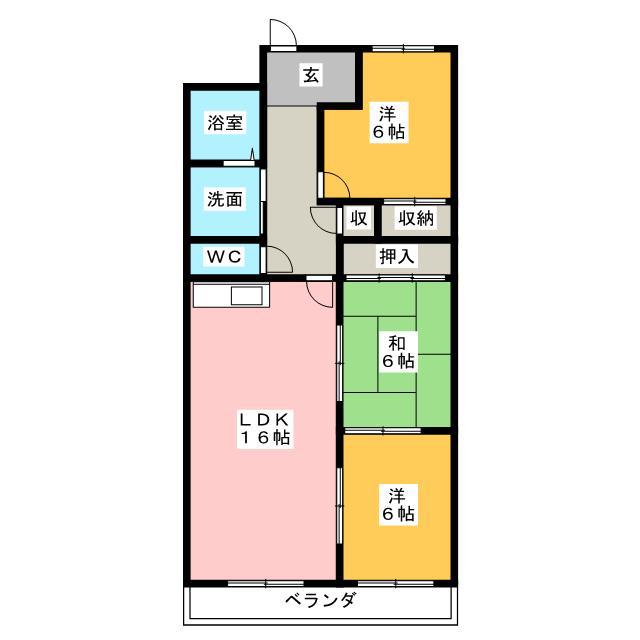 ルポール東浜(3LDK/4階)の間取り写真