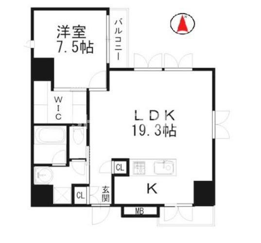 クレグラン天満(1LDK/12階)の間取り写真