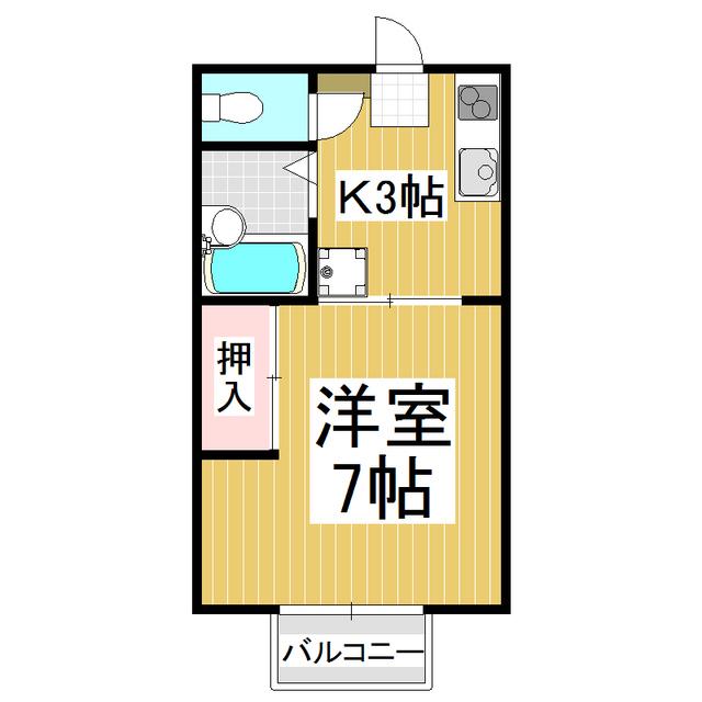 てぃんかあべる(1K/1階)の間取り写真