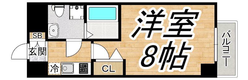 ザパーククロス阿波座(1K/2階)の間取り写真