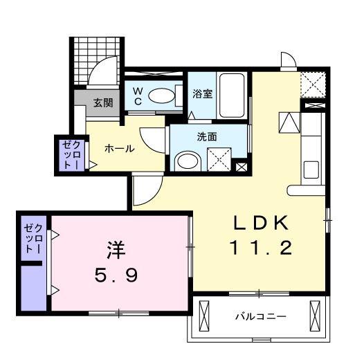 サウス・コート(1LDK/1階)の間取り写真