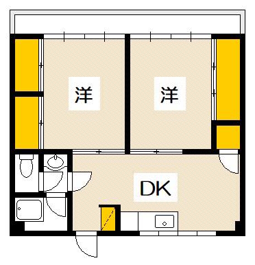 第2大田ビル(2DK/2階)の間取り写真