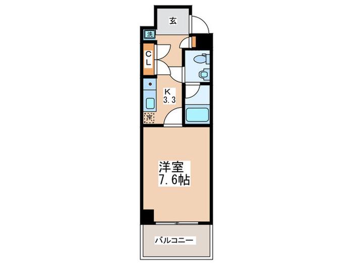プロスペースベンテン(1K/4階)の間取り写真