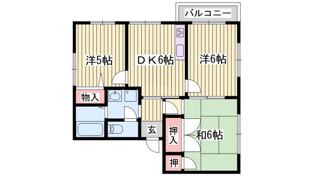 ヴィラ・イーグレット(3DK/2階)の間取り写真