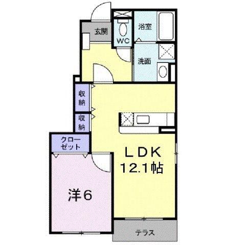 フィオーレ(1LDK/1階)の間取り写真