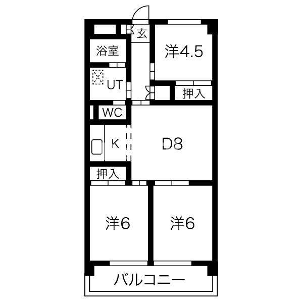 大椿ビルIII(3LDK/1階)の間取り写真