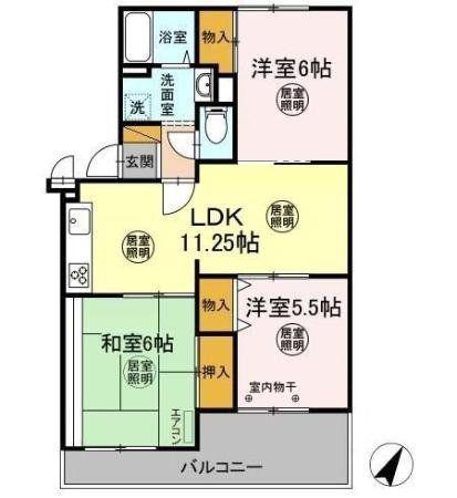 サンモールオガワ(3LDK/1階)の間取り写真