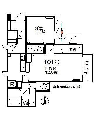 ライトグレイス(1LDK/1階)の間取り写真