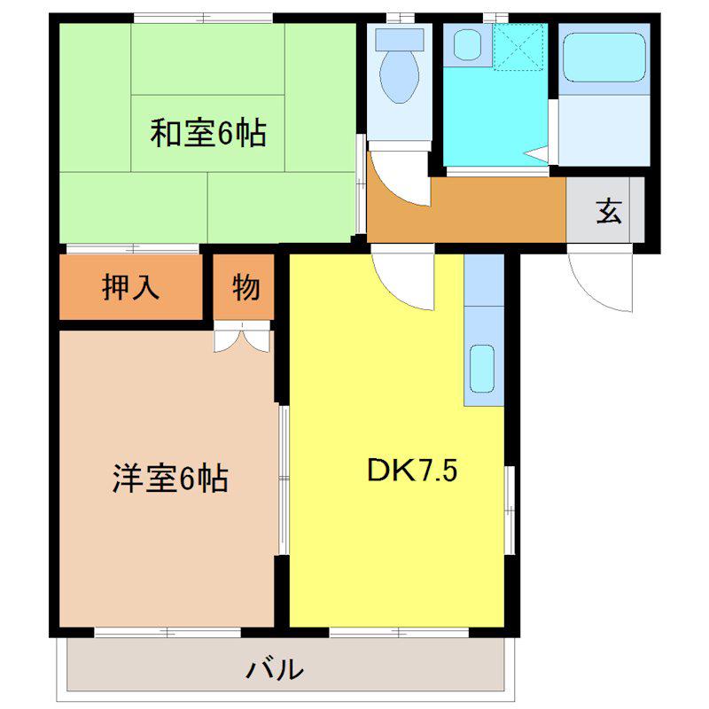 イーストラックYOSHIKAWA(2DK/2階)の間取り写真