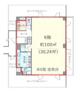 パームスプラザ上北台(1K/6階)の間取り写真