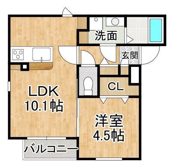 ユーズフォレシア小頭町(1LDK/2階)の間取り写真