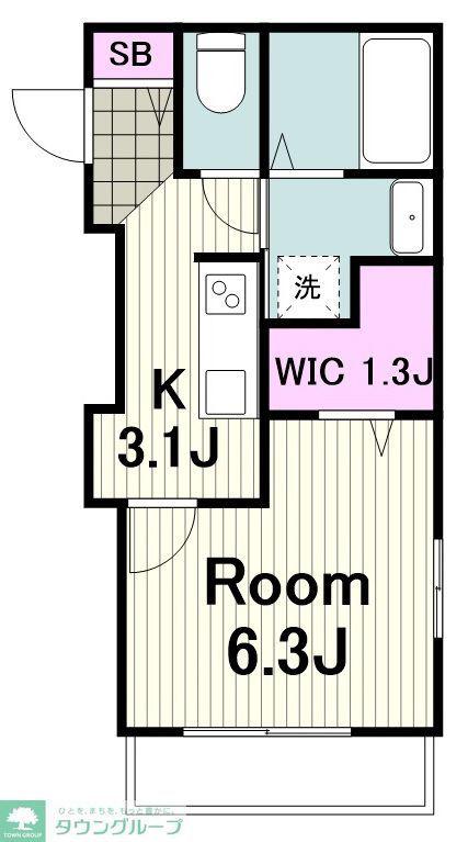 ヘーベル大倉山(1K/2階)の間取り写真
