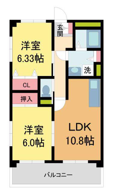 LAZO御影(2LDK/5階)の間取り写真
