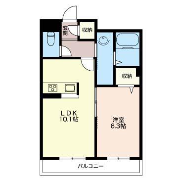 AEQUOR I(1LDK/1階)の間取り写真