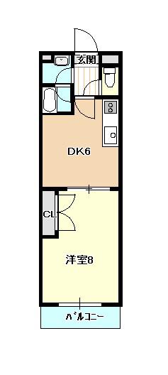 エステートII(1DK/1階)の間取り写真