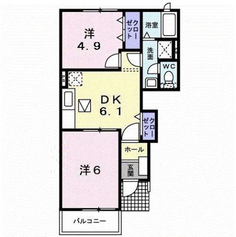 ビクトリア壱番館(2DK/1階)の間取り写真