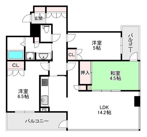 ローレルタワーサンクタス梅田(3LDK/23階)の間取り写真