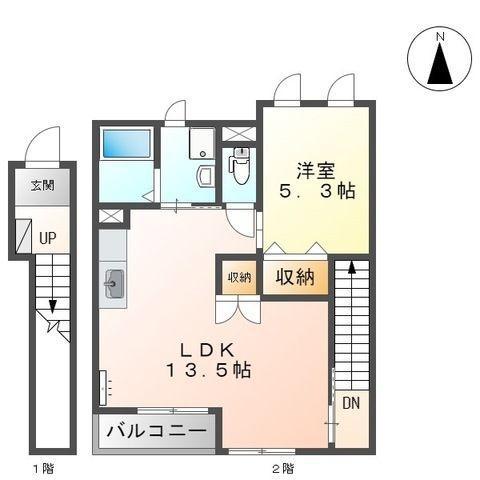 プリミエール(1LDK/2階)の間取り写真