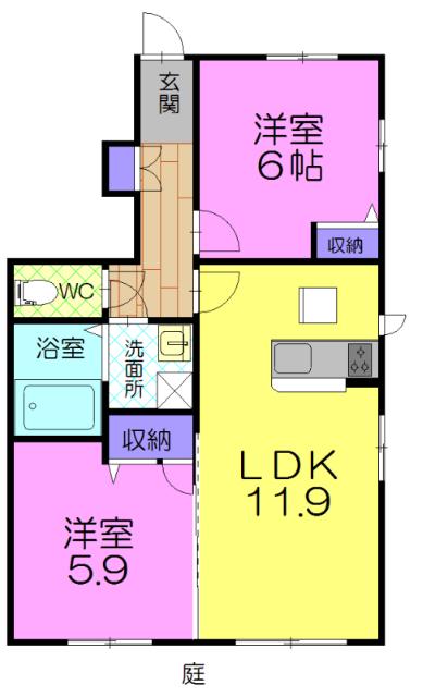 LE SERENA(2LDK/1階)の間取り写真