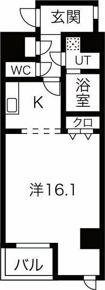 グランシャリオ(1K/8階)の間取り写真