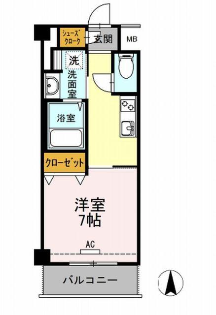 イーストングレイス(1K/1階)の間取り写真