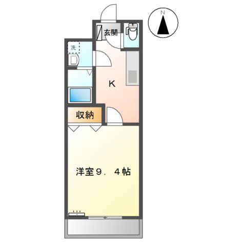セブンタウン品野(1K/2階)の間取り写真
