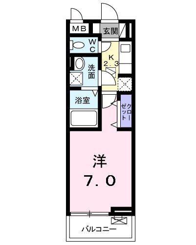 リーヌ並木I(1K/1階)の間取り写真