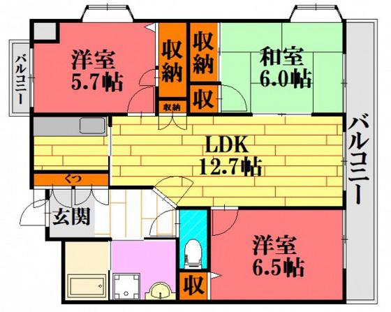 ベルドミールU(3LDK/2階)の間取り写真