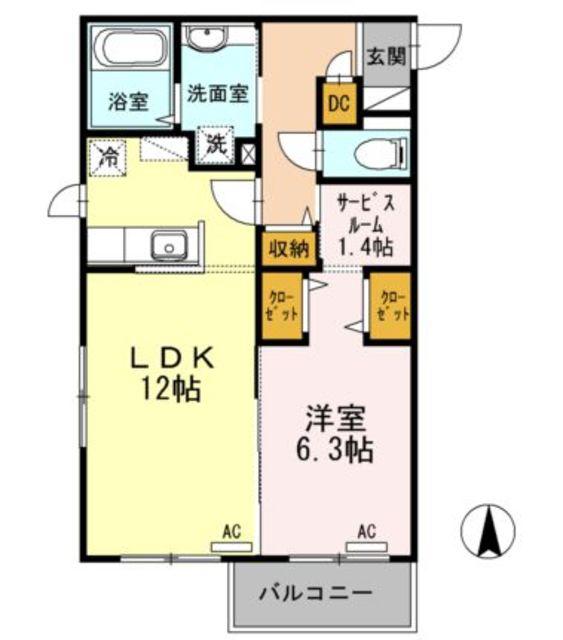 ウェルデンス江古田(1LDK/1階)の間取り写真