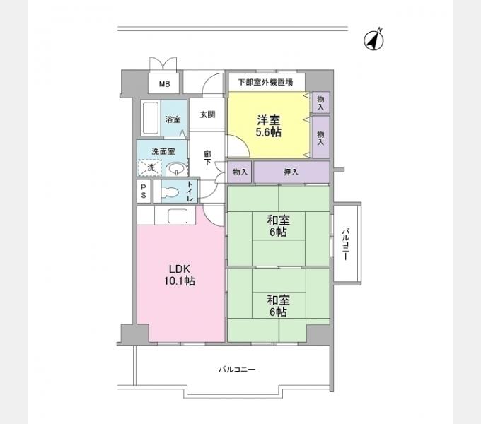 ポルト堺2(3LDK/9階)の間取り写真