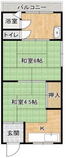 寝屋川池田本町共同(2K/2階)の間取り写真