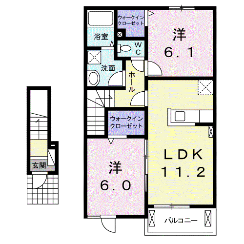 アプリークムB(2LDK/2階)の間取り写真