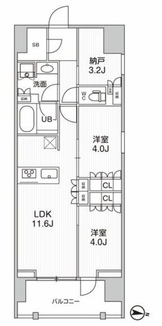 シーズンフラッツ押上フィオーレ(2SLDK/12階)の間取り写真