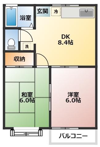 冨嶽八番館(2DK/2階)の間取り写真